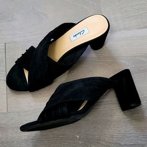 Clarks Amali shoes sandals 9.5 black suede